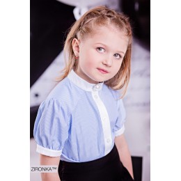 Блузка для девочки Zironka 36062 голубая в полоску